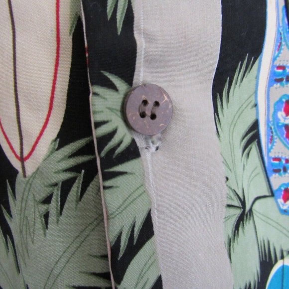 Hawaiian Shirt Maui Maui Surf Company Button Front Surf Boards Palm Trees Sz Lrg - Picture 12 of 12